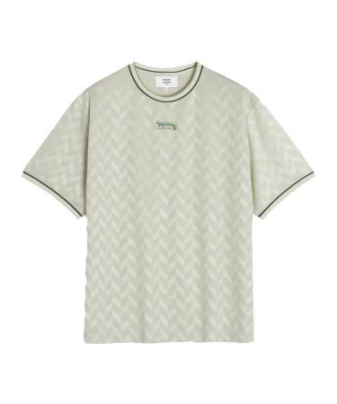 MAISON KITSUNÉ 青釉灰疾行狐狸LOGO緹花針織寬鬆短TEE_中性/男/ XS 