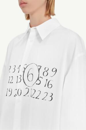 MM6 經典數字LOGO白色襯衫洋裝/女裝/ S 