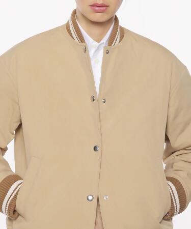 MAISON KITSUNÉ 麥糠色學院風LOGO泰迪外套_女/ S 