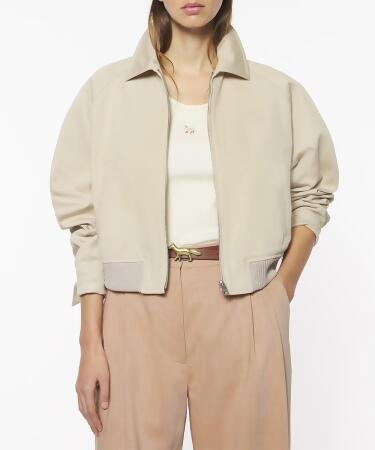 MAISON KITSUNÉ 蒼鷺灰變化狐狸頭LOGO短版工裝外套/女/ M 