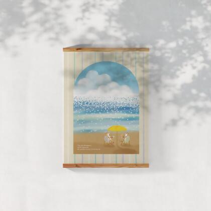 Hello Studio插畫A4海報/ 金光下的海 