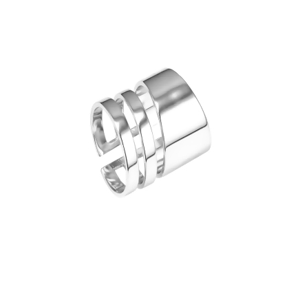 Closeup of Layered LAYLA Wide Modern Ring in silver