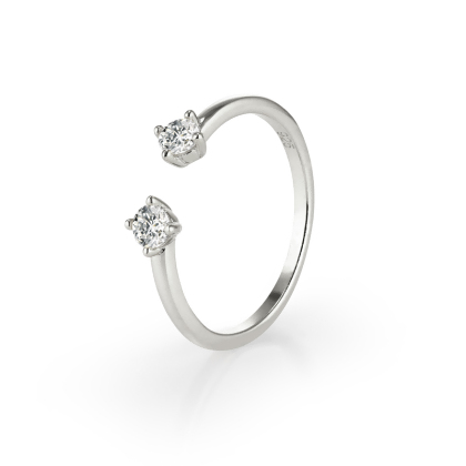 Layered Nicole - Double Solitaire Ring in silver