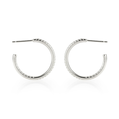 Closeup of Layered Sophie - Pave CZ Hoop Earrings in silver, side view