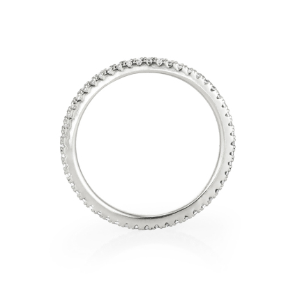 Closeup of Layered Angie - Eternity Band, in silver, edge view