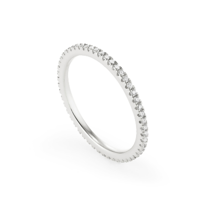 Closeup of Layered Angie - Eternity Band, in silver