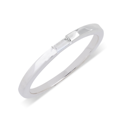 Closeup of Layered Nikki - Modern Baguette Ring in silver, angled view