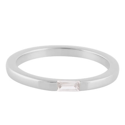 Closeup of Layered Nikki - Modern Baguette Ring in silver