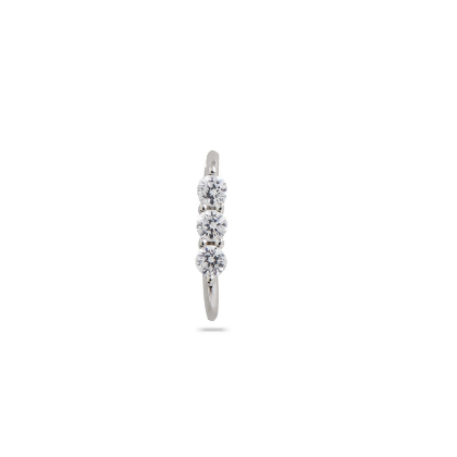 Closeup of ZARA - 3 Stone Ear Cuff, in silver