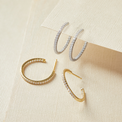 SOPHIE - Pave CZ Hoop Earrings alternate image