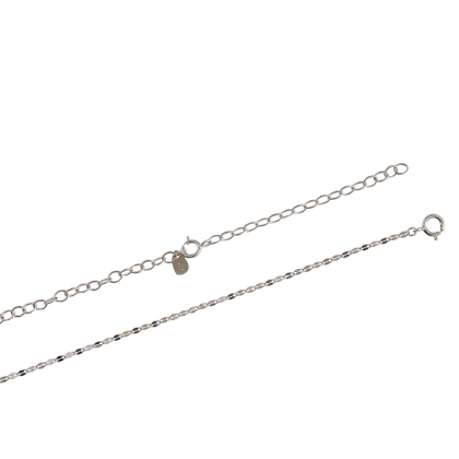 Closeup of separate 2" Layered Extender in silver, used with a necklace