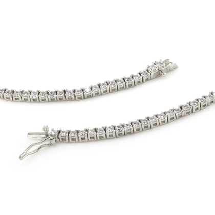 Closeup of clasp and stones Hailey - Round Cut Tennis Necklace in silver