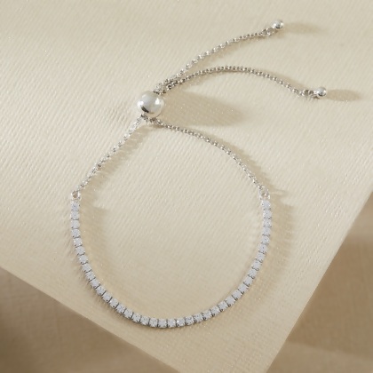 Layered BRIA Round Cut Tennis Bracelet in silver