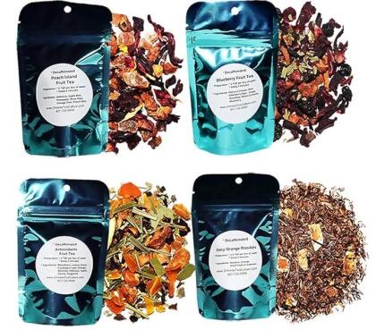 4 Fruit Tea and Rooibos Tea Samplers, Decaffeinated, Peach Tea, Blueberry Tea, Orange Tea, Juicy Orange Rooibos, Loose Leaf Tea alternate image