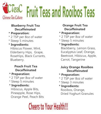 4 Fruit Tea and Rooibos Tea Samplers, Decaffeinated, Peach Tea, Blueberry Tea, Orange Tea, Juicy Orange Rooibos, Loose Leaf Tea alternate image