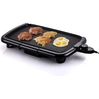 Ovente Electric Indoor Kitchen Griddle 16 x 10 Inch Nonstick Flat Cast Iron Grilling Plate 