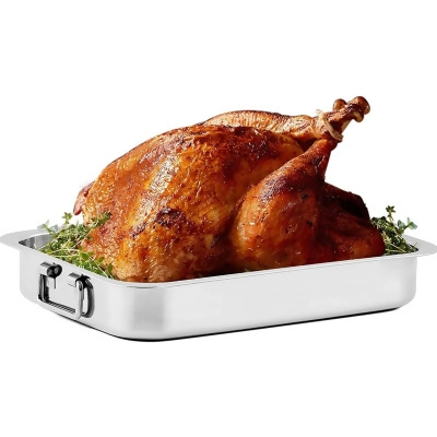 Ovente Oven Roasting Pan 13 x 9.3 Inch Stainless Steel Silver 
