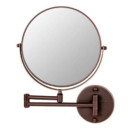 Ovente Wall Mount 360 Swivel Mirror 9in 1X10X Magnifying Bronze 