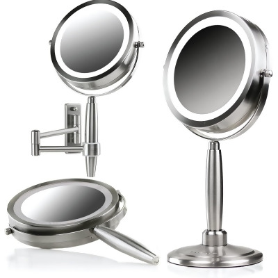 Ovente 3 in 1 Makeup Mirror 8.5 Inch with 5X Nickel Brushed 