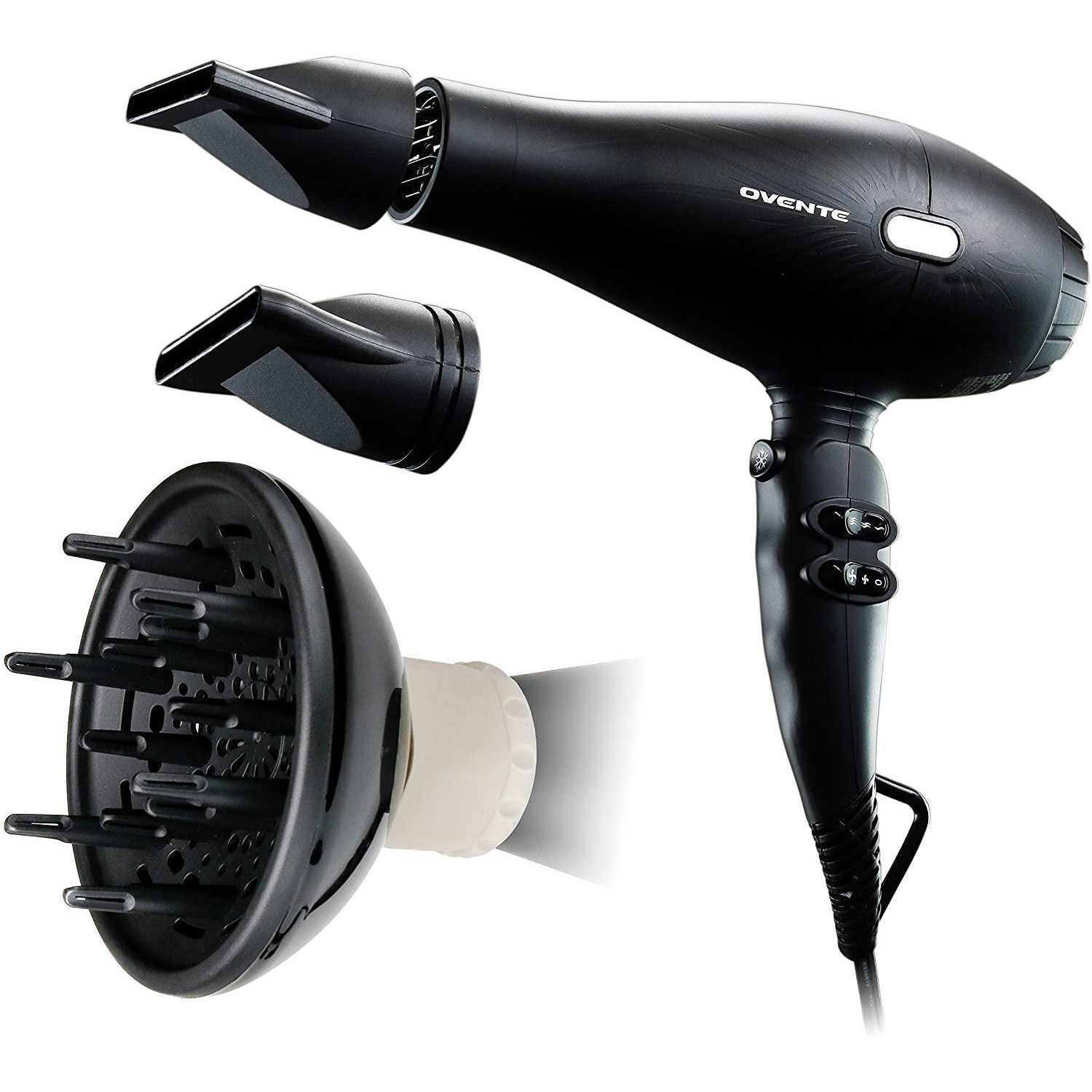 Ovente Professional Hair Dryer 1875 Watts 2 Speed & 3 Heat Settings Black