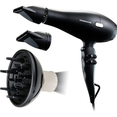 Ovente Professional Hair Dryer 1875 Watts 2 Speed & 3 Heat Settings Black 