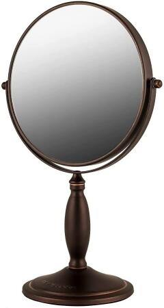 Ovente 8'' Tabletop Makeup Mirror, 1X & 7X Magnification MNLAT80ABZ1X7X 