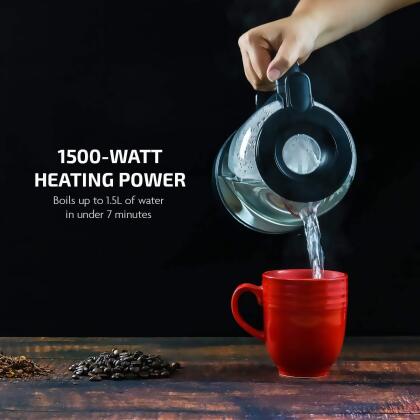 Ovente Electric Glass Kettle 1.5 Liter Borosilicate Glass with ProntoFill Technology 1500 Watt alternate image