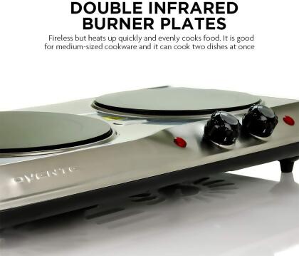 Ovente 6.5 & 7 Inch Double Hot Plate Electric Glass Infrared Stove, 1700 Watt Portable Cooktop Countertop Kitchen Burner alternate image