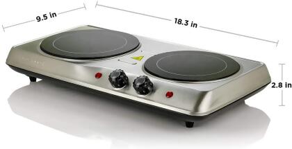 Ovente 6.5 & 7 Inch Double Hot Plate Electric Glass Infrared Stove, 1700 Watt Portable Cooktop Countertop Kitchen Burner alternate image