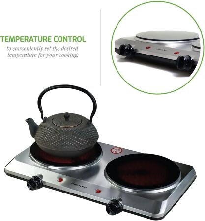 Ovente 1500W Double Hot Plate Electric Countertop Infrared Stove