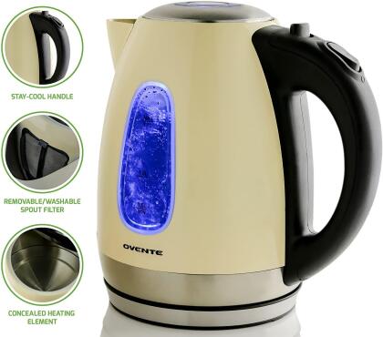 Ovente Electric Kettle 1.7 Liter Stainless Steel with LED Indicator Light with Fast Heating Element alternate image