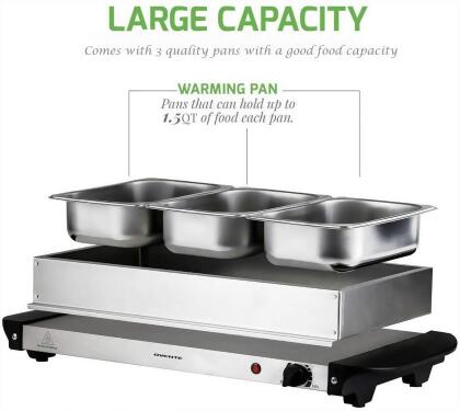 Ovente Electric Food Buffet Server & Warmer 3 Stainless Steel Chafing Dishes with Temperature Control alternate image