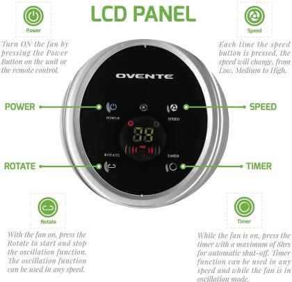 Ovente Cool Breeze Electric Oscillating Tower Fan with Digital Panel 3 Speed Control, 30.5 Inch alternate image