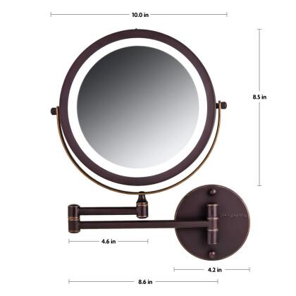 Ovente Wall Mounted Double sided 180 extendable arm Vanity Makeup Mirror 8.5 Inch 1X10X Magnification alternate image