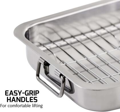 Ovente Oven Roasting Pan 13 x 9.3 Inch Stainless Steel Silver alternate image