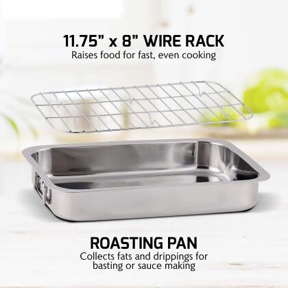 Ovente Oven Roasting Pan 13 x 9.3 Inch Stainless Steel Silver alternate image