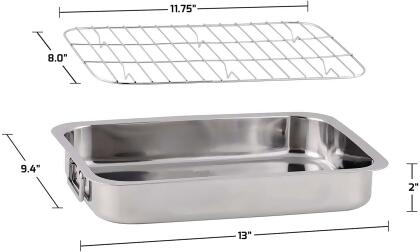 Ovente Oven Roasting Pan 13 x 9.3 Inch Stainless Steel Silver alternate image