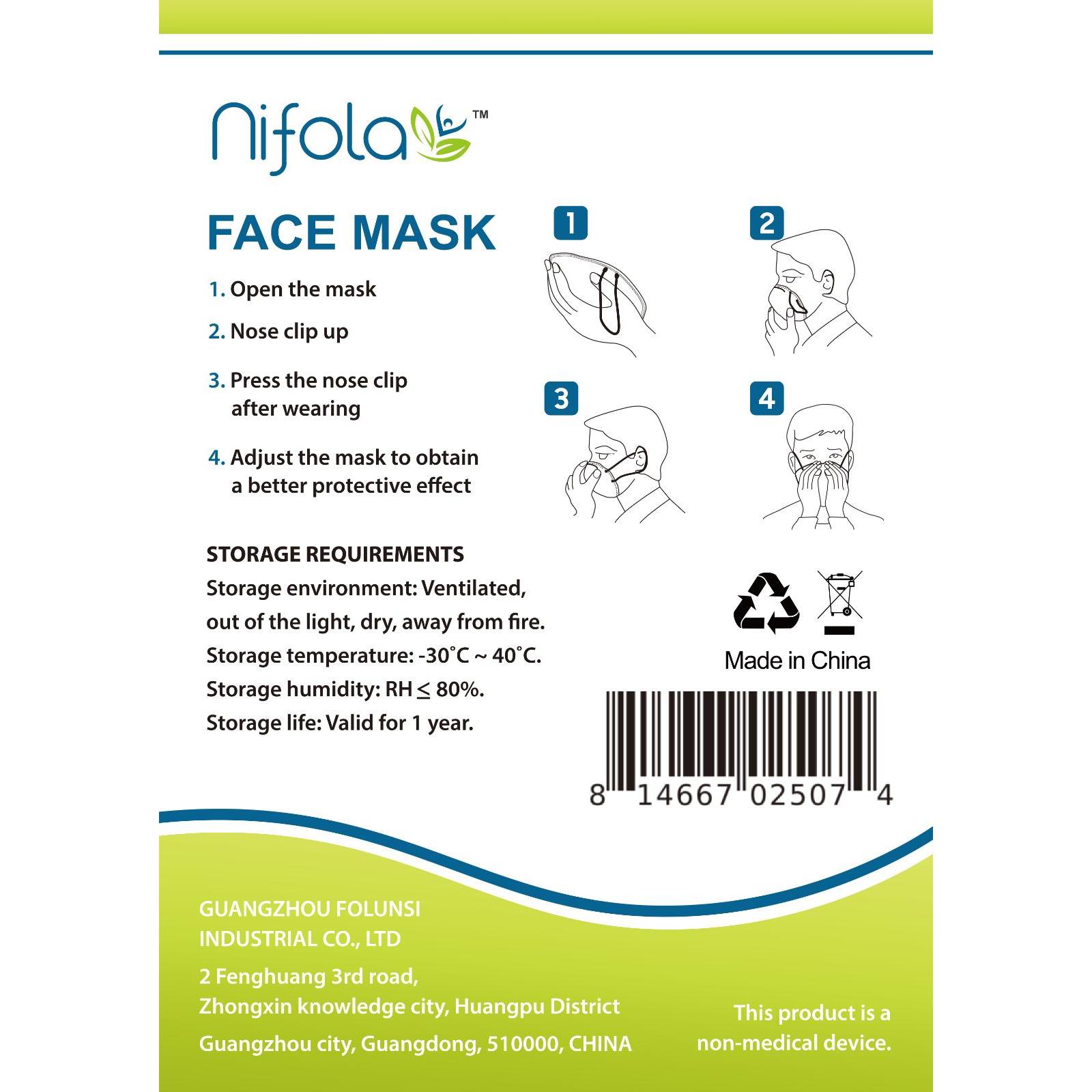 Nifola 10 Pack Disposable White Elastic Ear Loop Face Mask FKH9510 alternate image