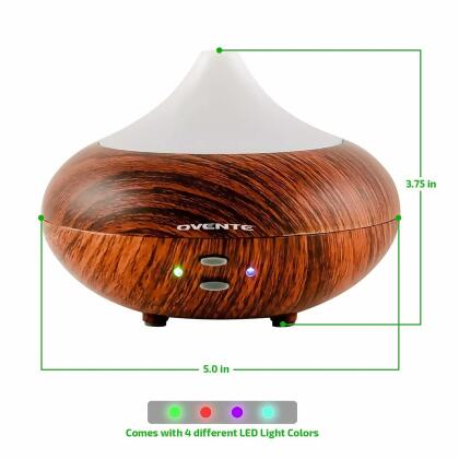 Ovente Essential Oils Diffuser 3.38 Oz Ultrasonic Humidifier Tech White alternate image