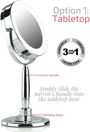 Ovente 3 in 1 Makeup Mirror 8.5 Inch with 5X Magnification Chrome alternate image