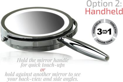 Ovente 3 in 1 Makeup Mirror 8.5 Inch with 5X Magnification Chrome alternate image