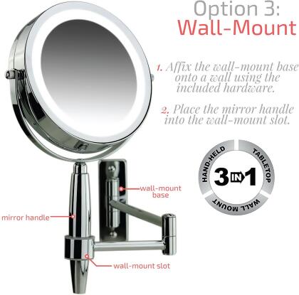 Ovente 3 in 1 Makeup Mirror 8.5 Inch with 5X Magnification Chrome alternate image