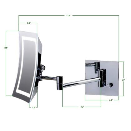 Ovente Wall Mounted Mirror LED Ring Light 7X Magnification Chrome alternate image