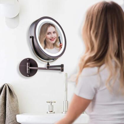 Ovente Wall Mounted Double sided 180 extendable arm Vanity Makeup Mirror 8.5 Inch 1X10X Magnification alternate image