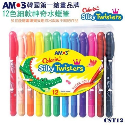 【現貨】韓國AMOS 12色 24色 細款神奇水蠟筆 旋轉蠟筆 兒童文具 - 24色 