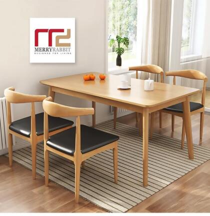 MerryRabbit MerryRabbit – 實木餐桌椅套裝1+4 MR-70120 Solid Wood Dining Table and with 4 Chairs 