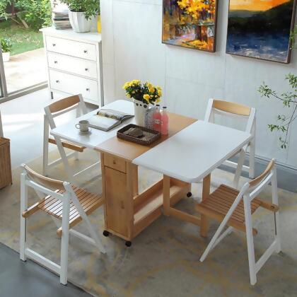 MerryRabbit MerryRabbit – 實木可折疊餐桌連四椅子套裝MR-T115 Merryrabbit - Solid wood Folding table with 4 Folding chairs 