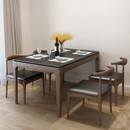 MerryRabbit MerryRabbit – 實木火燒石餐桌150CM MR-A08黑色（不包括餐椅） Solid wood Firestone Dining table 150CM (excluding dining chairs) 