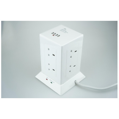 白色 USB(4800mA) 防沖擊拖板 8位 配1.5米電線 