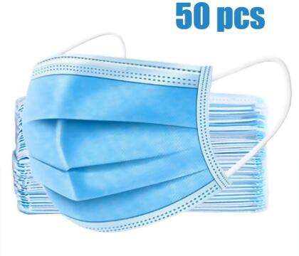 50pcs 3-Ply Disposable Face Mask with Elastic Earloop Blue/White - Our 3-Ply Disposable Face Mask provides a physical barrier to dust, dirt, debris, smoke and powder. Multi-layer design blocks air pollution to protect user. Folds expand to offer full coverage over nose and mouth. Nose piece along top of mask allow...